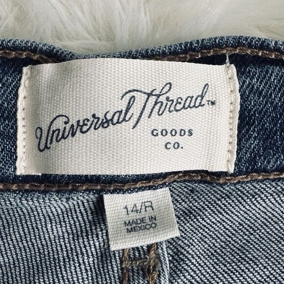 SOLD Universal Thread Mid Rise 80s Slim Jeans 14 (33x27.5) Blue Button Fly Women - Picture 5 of 12